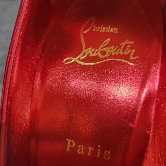 Excellent Condition Christian Louboutin SO KATE 100 Metallic Loubi Red Heels! - Picture 8 of 16